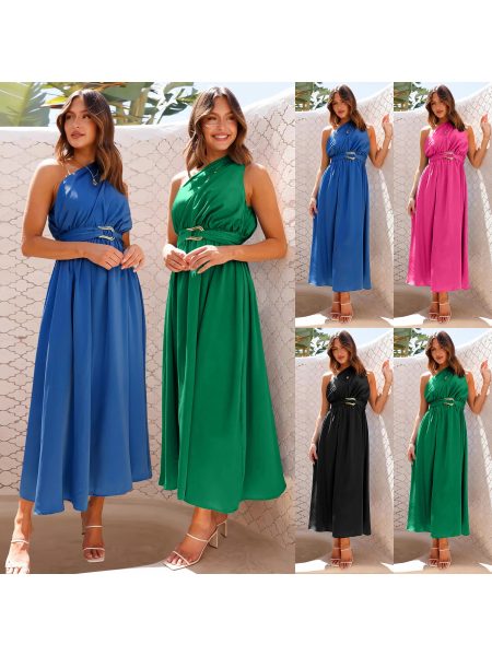 Women's Elegant One-Shoulder Dress - Slim-fit Formal & casual party, workplace, vacation gown with high-waist, flared A-Line skirt, available in - Non-stretchy, Easy to, Hand Wash Only - Perfect for Evening Events & Everyday Outfits, Office Attire, Sophis